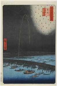 Fajerwerki na moście Ryogoku, 1858