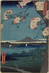 Las Suijin Shrine i Masaki nad rzeką Sumida, sierpień 1856 r.