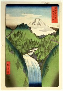 Fuji z Gór Isu, nr 22 z serii „36 widoków na Mt.Fuji” („Fuji Saryu Rokkei”), (kolorowy drzeworyt)