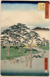 Fujisawa z serii 53 stacje Tokaido, 1855 (kolorowy drzeworyt)