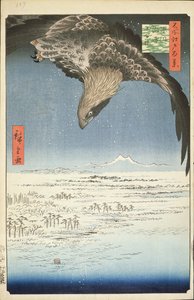 Fukagawa Susaki i Jumantsubo, nr 107 ze słynnego widoku Edo, 1857 (kolorowy druk drzeworytu)