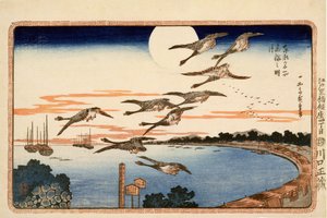 Pełnia księżyca w Takanawa, z miejsc celebrowanych we wschodniej stolicy Edo, ok. 1832 (kolorowy druk drzeworytu) autorstwa Utagawa Hiroshige