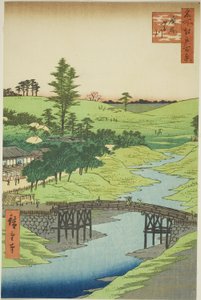 Rive Furukawa, Hiroo (Hiroo Furukawa), z serii „Ridge dre d fa net s view ws of Edo (Sto słynnych widoków Edo)” autorstwa Utagawa Hiroshige