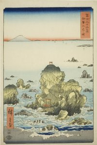 Zatoka Futami w prowincji Ise (Ise Futamigaura), z serii „Trzydzieści sześć widoków na górę Fuji (Fuji sanjurokkei)” autorstwa Utagawa Hiroshige