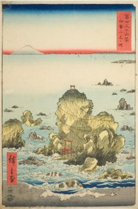 Zatoka Futami w prowincji Ise (Ise Futamigaura), z serii „Trzydzieści sześć widoków na górę Fuji (Fuji sanjurokkei)” autorstwa Utagawa Hiroshige