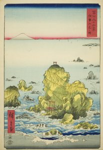 Zatoka Futami w prowincji Ise (Ise Futamigaura), z serii „Trzydzieści sześć widoków na górę Fuji (Fuji sanjurokkei)” autorstwa Utagawa Hiroshige
