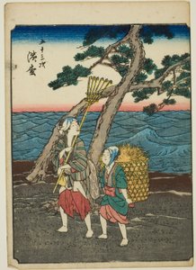 Hamamatsu, z serii „pięćdziesiąt trzy dźwięki Stachi” z „miejskości” (następnie Goshuyama) autorstwa Utagawa Hiroshige