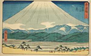 Hara — nie. 14, z serii „Pięćdziesiąt trzy stacje Tokaido (Tokaido gojusan tsugi),” znanego również jako Reisho Tokaido autorstwa Utagawa Hiroshige
