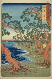 Projekt Harima: Plaża Maiko (Rokujuyoshi Meisho Zue)” autorstwa Utagawa Hiroshige