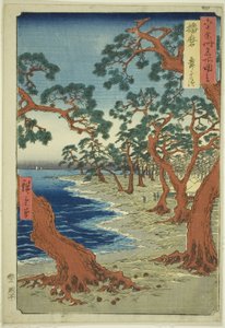Projekt Harima: Plaża Maiko (Rokujuyoshi Meisho Zue)” autorstwa Utagawa Hiroshige