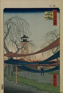 Jeździec Hatsune w Bakuro-cho Sto słynnych widoków Edo, 1856-1858 autorstwa Utagawa Hiroshige