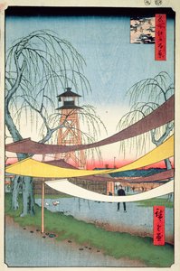 Tereny jeździeckie Hatsune, Bakuro-cho, nr 6 ze stu widoków Edo, 1857 (kolorowy nadruk drzeworytu) autorstwa Utagawa Hiroshige