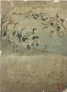Czaple wśród traw autorstwa Utagawa Hiroshige