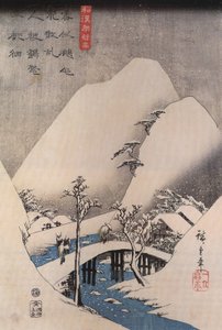 Hiroshige, Most w śnieżnym krajobrazie autorstwa Utagawa Hiroshige