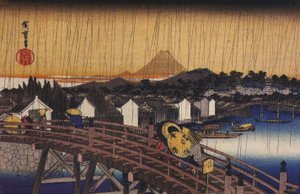 Hiroshige, Most w deszczu autorstwa Utagawa Hiroshige