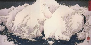 Hiroshige, Rzeka wśród ośnieżonych gór autorstwa Utagawa Hiroshige