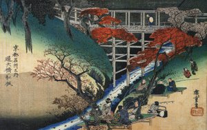 Hiroshige Ludzie pod klonami nad strumieniem autorstwa Utagawa Hiroshige