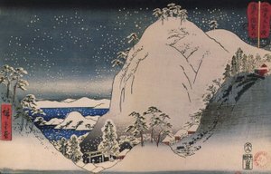 Hiroshige, Kapliczki w ośnieżonych górach autorstwa Utagawa Hiroshige