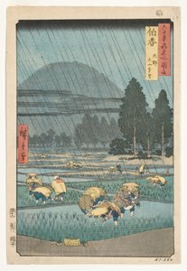 Prowincja Hoki, Ono, odległy widok na górę Daisen, 1853 (pustak drewniany)