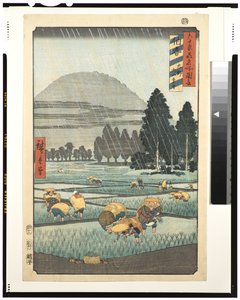 Prowincja Hoki, Ono, Odległy widok na górę Daisen, 1853 (drzeworyt)