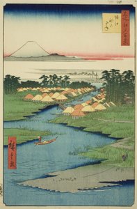 Horie i Nekozane z serii „Sto słynnych widoków Edo (Meisho Edo hyakkei)” autorstwa Utagawa Hiroshige