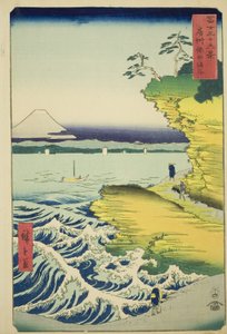 Plaża Hota w prowincji Awa (Boshu Hota no kaigan), z serii „Trzydzieści sześć widoków na górę Fuji (Fuji sanjurokkei)” autorstwa Utagawa Hiroshige