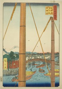 Inari B Ridge Draft d Port Shline, Figura Teppo (Widok Teppo Bridge Inari Bridge Minato Shline))” autorstwa Utagawa Hiroshige