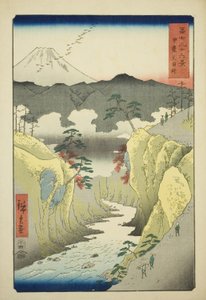 Przełęcz Inume w prowincji Kai (Kai Inume toge), z serii „Trzydzieści sześć widoków na górę Fuji (Fuji sanjurokkei)” autorstwa Utagawa Hiroshige