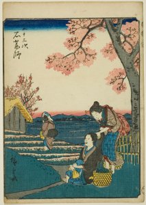 Ishiyakushi, z serii „pięćdziesiąt trzy brzmienia Stachi” z „miejskości” (następna Goshuyama) Za każdym razem) autorstwa Utagawa Hiroshige