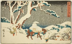 Ishiyakushi, z serii „pięćdziesiąt trzy dźwięki tachi z miasta (stopień miejski głównej góry)” autorstwa Utagawa Hiroshige