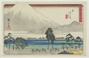 Miejsce odpoczynku Kashiwahara nad stawem z widokiem na górę Fuji, Hara, 1841-1842