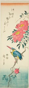 Zimorodek i róże autorstwa Utagawa Hiroshige
