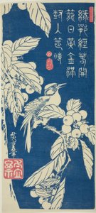 Loquat i ptak autorstwa Utagawa Hiroshige