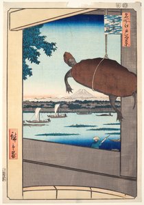 Most Mannen, Fukagawa, z serii "Sto słynnych widoków Edo" autorstwa Utagawa Hiroshige