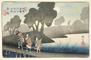 Miyanokoshi, nr 37 z serii „69 Stacji Kisokaido”, wyd. Hoeido i Kinjudo, koniec lat 30. (kolorowy drzeworyt)