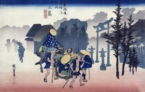 Poranna mgła w Mishimie, z serii "53 stacje Tokaido", 1834-35 (drzeworyt kolorowy)