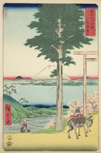 Góra Kano w prowincji Kazusa (Kazusa Rokusozan), z serii „Trzydzieści sześć widoków góry Fuji (Fuji sanjurokkei)” autorstwa Utagawa Hiroshige
