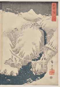 Góra i rzeka na Kiso Road autorstwa Utagawa Hiroshige