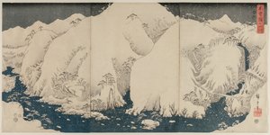 Góry i rzeka na drodze Kiso autorstwa Utagawa Hiroshige