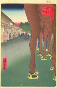 Naito Shinjuku, Yotsuya, tablica 86 z serii Sto słynnych widoków Edo, Epoka Edo, Epoka Ansei, 1857 (drewnodruk) autorstwa Utagawa Hiroshige