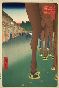 Yotsuya Toshinjuku At Yotsuya Toshinjuku, z serii )” autorstwa Utagawa Hiroshige