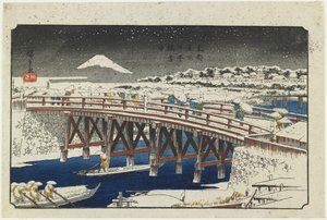 Most Nihonbashi w śniegu, 1839-1842