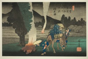 z. 19: Karuizawa, z serii "Sixty-six of Tekisokaido" autorstwa Utagawa Hiroshige