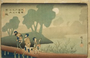 z. 37: Miyanokoshi, z serii „Sixty-sine of kisokaido” autorstwa Utagawa Hiroshige