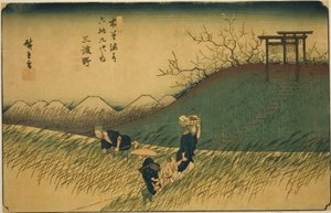 z. 42: Mido, z serii „Shi x ty ne Sta ons of the kisokaido” autorstwa Utagawa Hiroshige