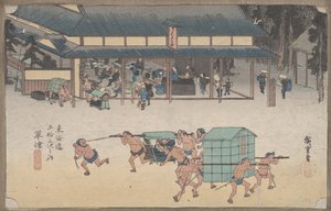 nr 53 „Kusatsu: słynny dom pocztowy” z 53 stacji Tokaido, ok. 1834 r.