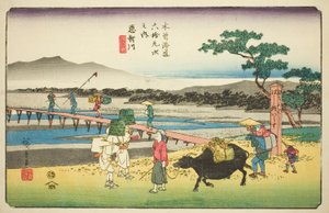 z. 66: Echikawa, z „Sixty-Nine S-Tions of Tekisokaido” Teserie autorstwa Utagawa Hiroshige