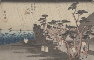 Nr 9 „Oiso: Deszcz Tory” z 53 stacji Tokaido, ok. 1833