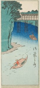Ochanomizu, fragment arkusza z serii "Wycinane obrazy znanych miejsc w Edo (Edo meisho harimaze zue)" autorstwa Utagawa Hiroshige