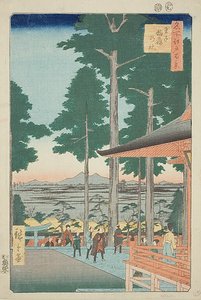 Sanktuarium Oji Inari (Oji Inari no yashiro), nr 18 z serii "Sto słynnych widoków Edo (Meisho Edo hyakkei)". autorstwa Utagawa Hiroshige